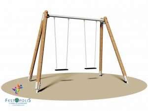 Altalena Doppia in Legno con Seggiolini Professionali